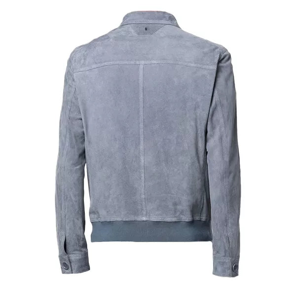 Mens Grey Suede Bomber Jacket The Leather Fit