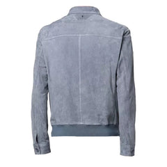 Mens Grey Suede Bomber Jacket The Leather Fit