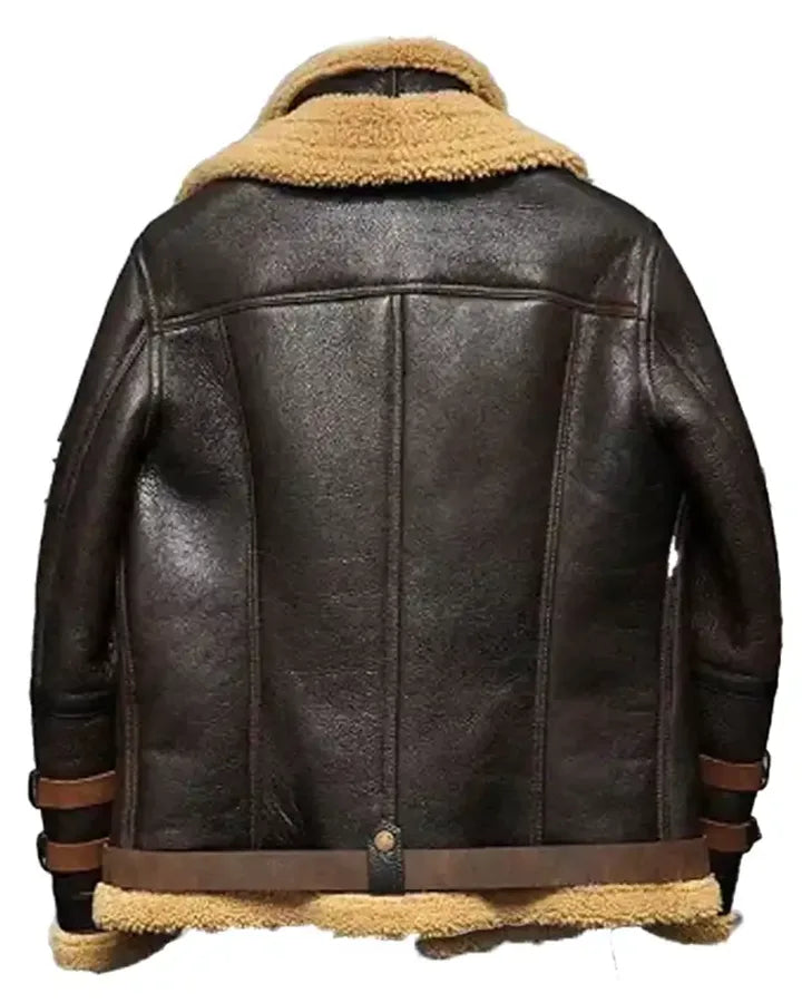Ronald Double Belted Cuffs Collar Brown Shearling Jacket The Leather Fit
