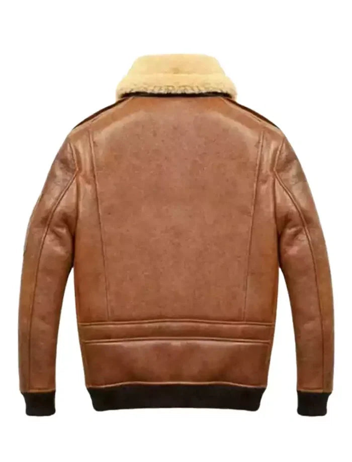 Samuel Tan Brown Shearling SF Bomber Leather Jacket The Leather Fit