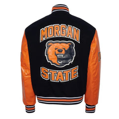 Morgan State University Black and Orange Varsity Jacket The Leather Fit