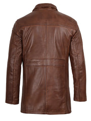Bristol Men's Vintage Cognac Brown Leather Car Coat The Leather Fit