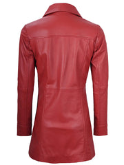 Kandis Women Red Real Leather Car Coat The Leather Fit