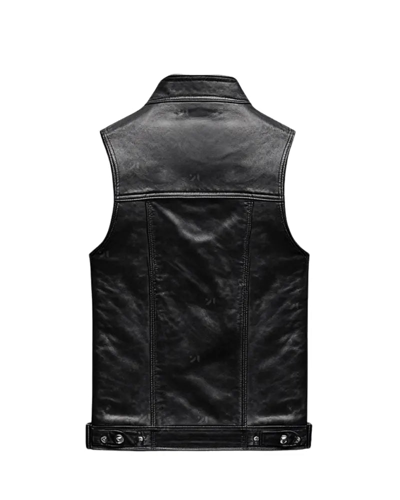 Men’s Classic Black Leather Biker Vest The Leather Fit