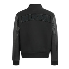 Miami Heat Triple Black Varsity Wool-Leather Jacket The Leather Fit