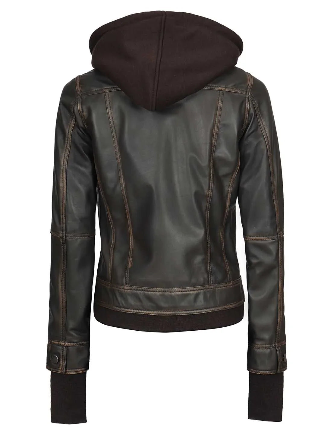 Tralee Women Dark Brown Bomber Leather Jacket With Removable Hood The Leather Fit