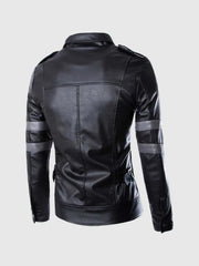 Black Jacket with Gray Stripes The Leather Fit