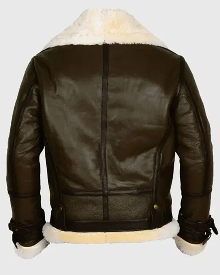 Terry Army B-3 Shearling Green Leather Aviator Jacket The Leather Fit