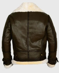 Terry Army B-3 Shearling Green Leather Aviator Jacket The Leather Fit