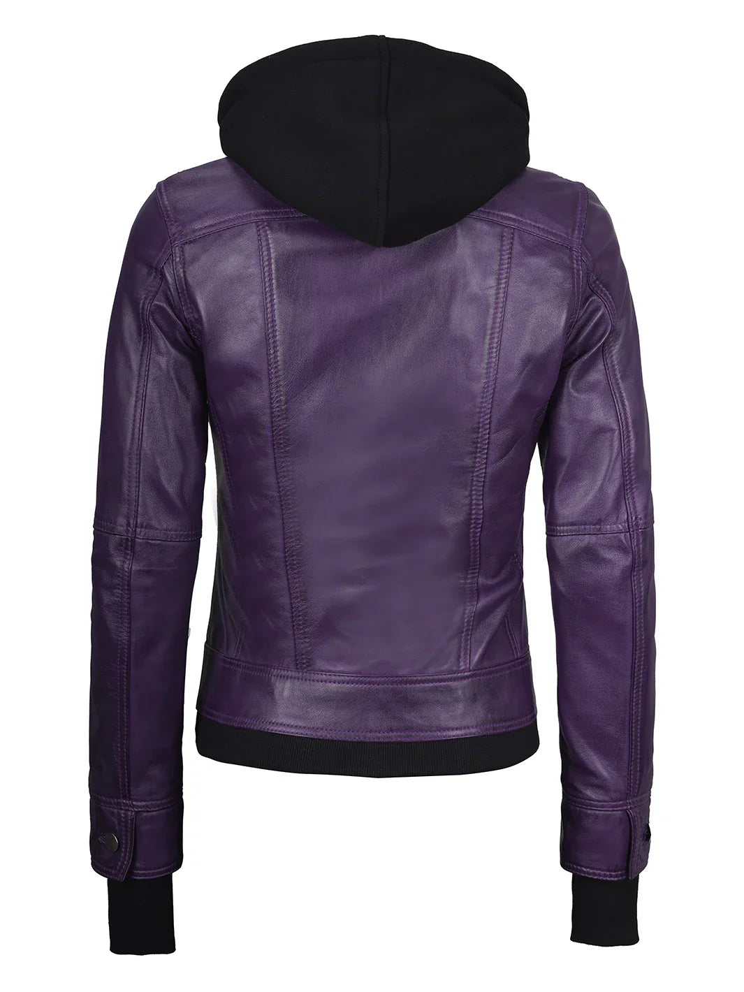 Women's Purple Leather Jacket with Removable Hood The Leather Fit