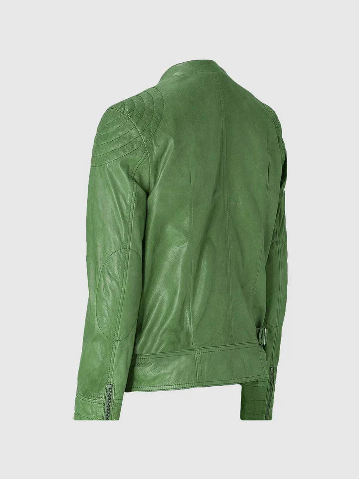 Green Leather Moto Jacket The Leather Fit