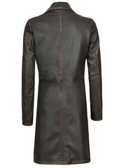 Bryson Women's Rub Off Dark Brown Leather Long 3/4 Coat The Leather Fit