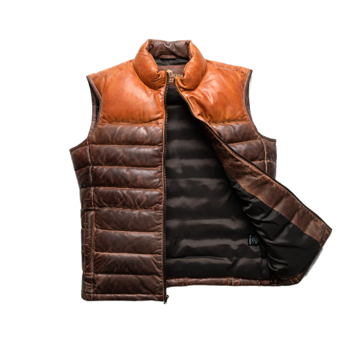 Men’s Bridger Leather Down Puffer Vest The Leather Fit