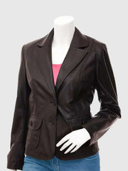 2 Button Brown Leather Coat The Leather Fit