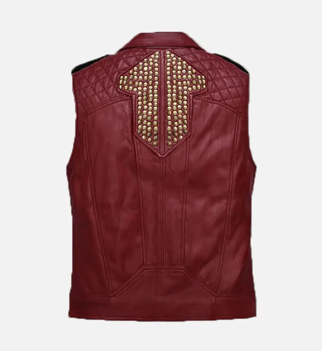 Men’s Red and Black Leather Vest The Leather Fit