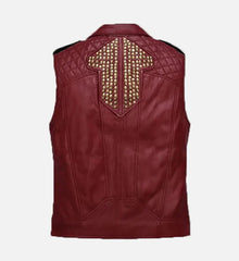 Men’s Red and Black Leather Vest The Leather Fit