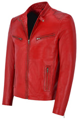 Red Leather Motorcycle Jacket For Men The Leather Fit