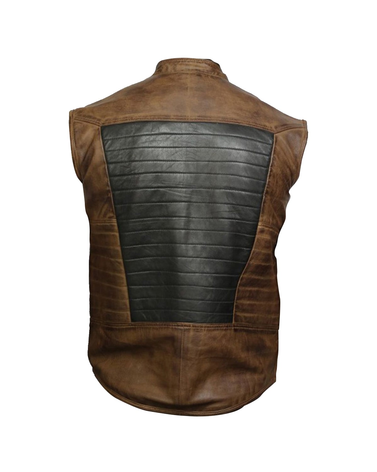 Men Brown & Black Leather Vest The Leather Fit
