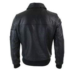 Men's Leather Harrington Black Bomber Classic Pilot Jacket The Leather Fit