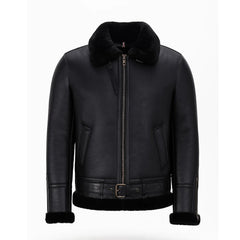 AVIATOR’S Choice Black Sheepskin Shearling Bomber Jacket The Leather Fit