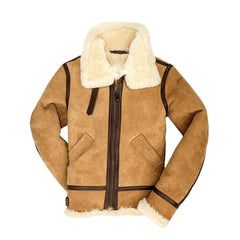 B3 Bomber Suede Leather Shearling Jacket – Unisex Shearling Jacket The Leather Fit