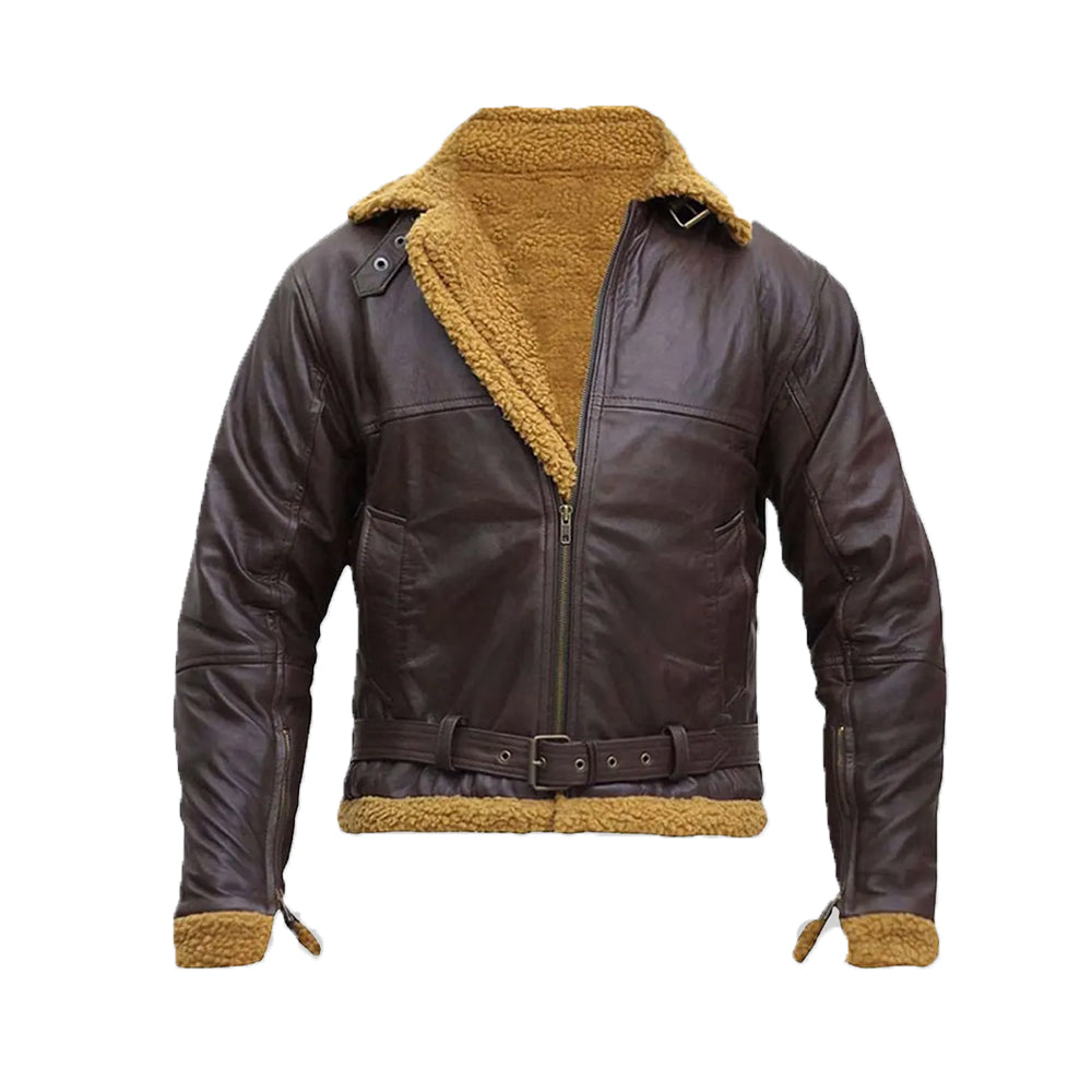 Bart B-3 Shearling Brown Leather Aviator Jacket The Leather Fit