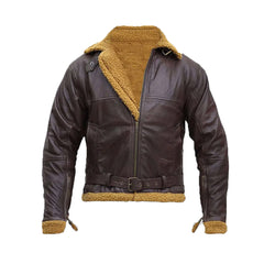 Bart B-3 Shearling Brown Leather Aviator Jacket The Leather Fit