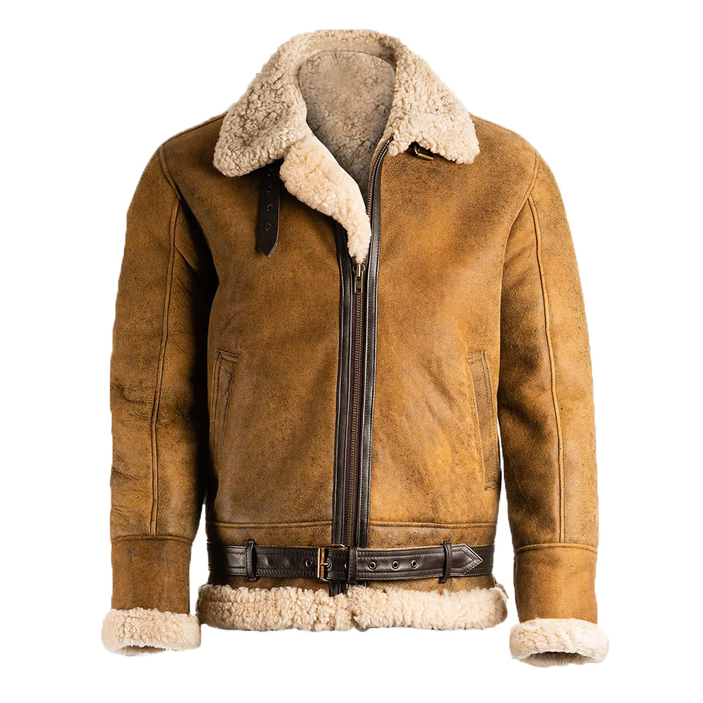 Brad Men’s Brown B-3 Bomber Leather Jacket The Leather Fit