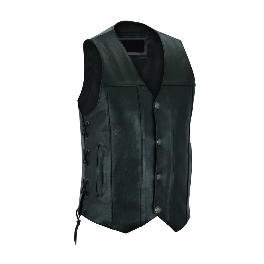 Bullock Men's Motorcycle Leather Vest The Leather Fit