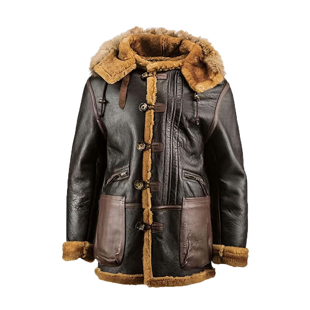 Connor Men’s Dark Brown B-7 Bomber Leather Jacket The Leather Fit