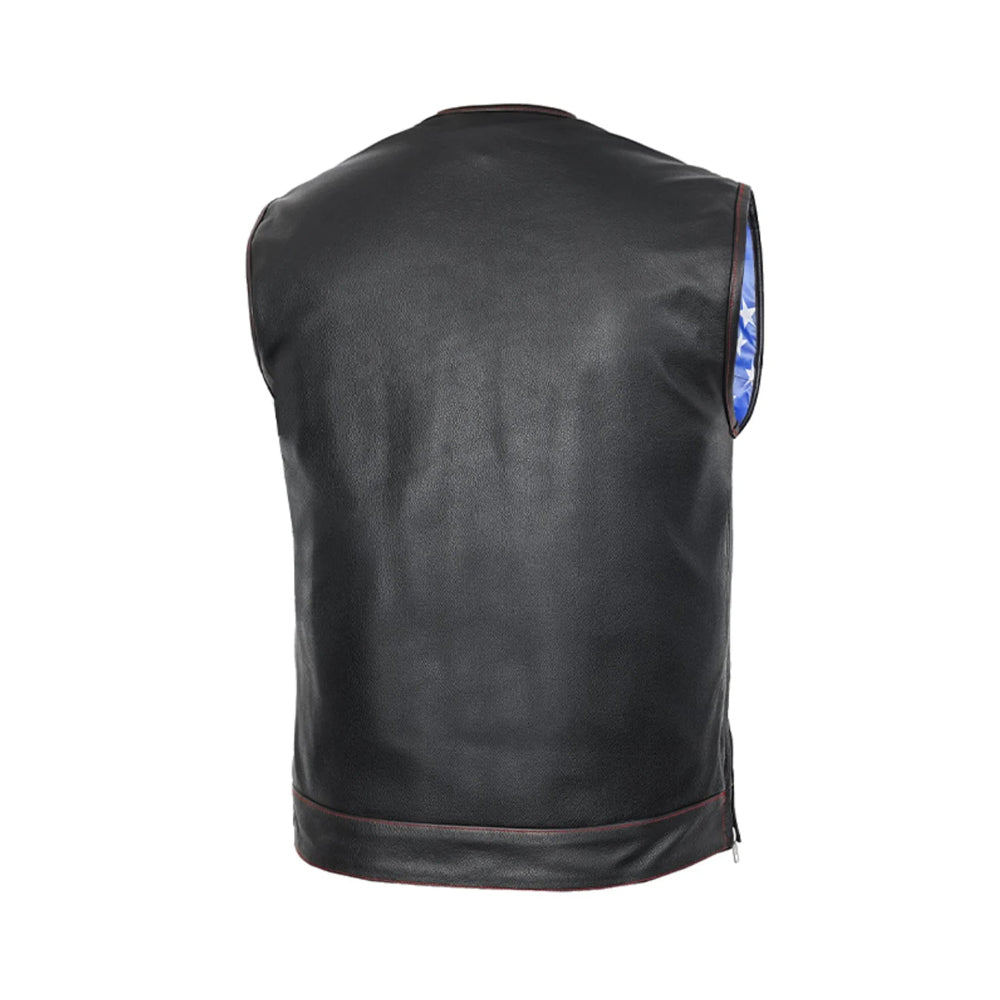 Men’s Club Style Leather Vest The Leather Fit