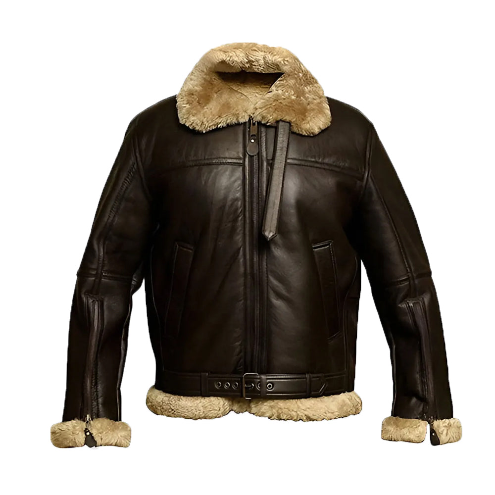 Jones Men’s Brown B-3 Bomber Leather Jacket The Leather Fit