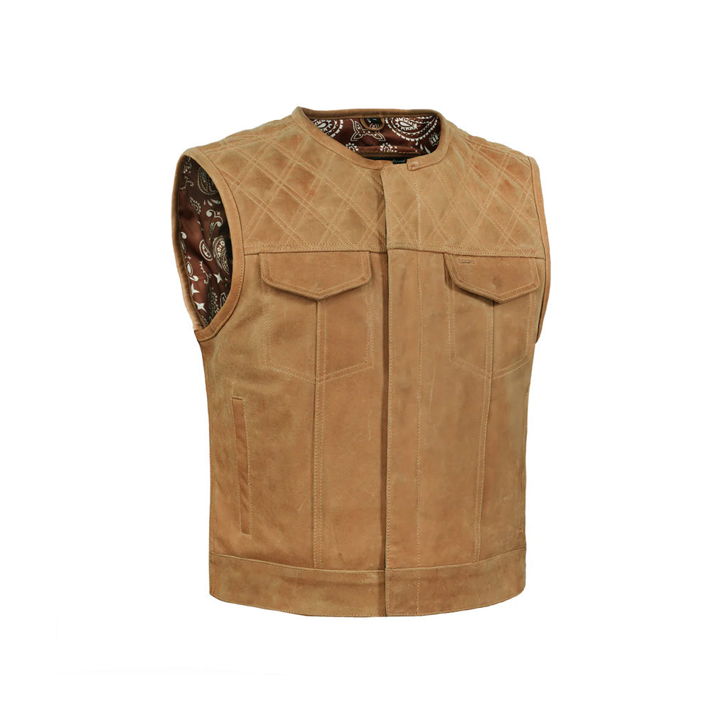 Lowcut Men’s Brown Motorcycle Leather Vest The Leather Fit