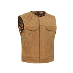 Lowcut Men’s Brown Motorcycle Leather Vest The Leather Fit