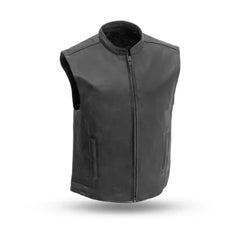 Men’s Black Pocket Zipper Leather Vest The Leather Fit