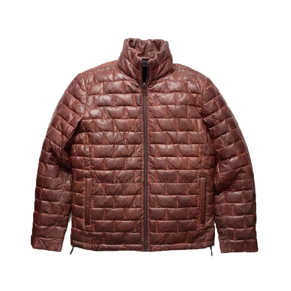 Men’s Black Puffer Hooded Quilted Jacket The Leather Fit