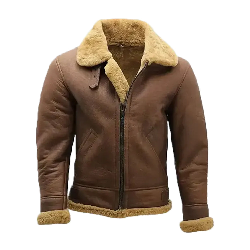 Men's Shearling Brown Leather Fur Jacket The Leather Fit