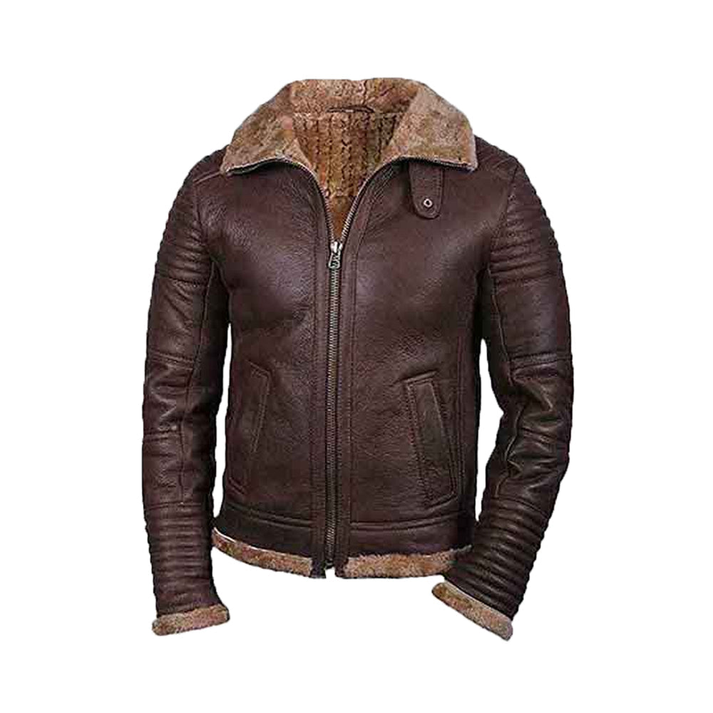 Men’s Sheepskin Shearling Brown Jacket The Leather Fit