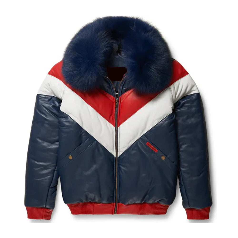 Men's Two-Tone Leather Puffer Jacket The Leather Fit