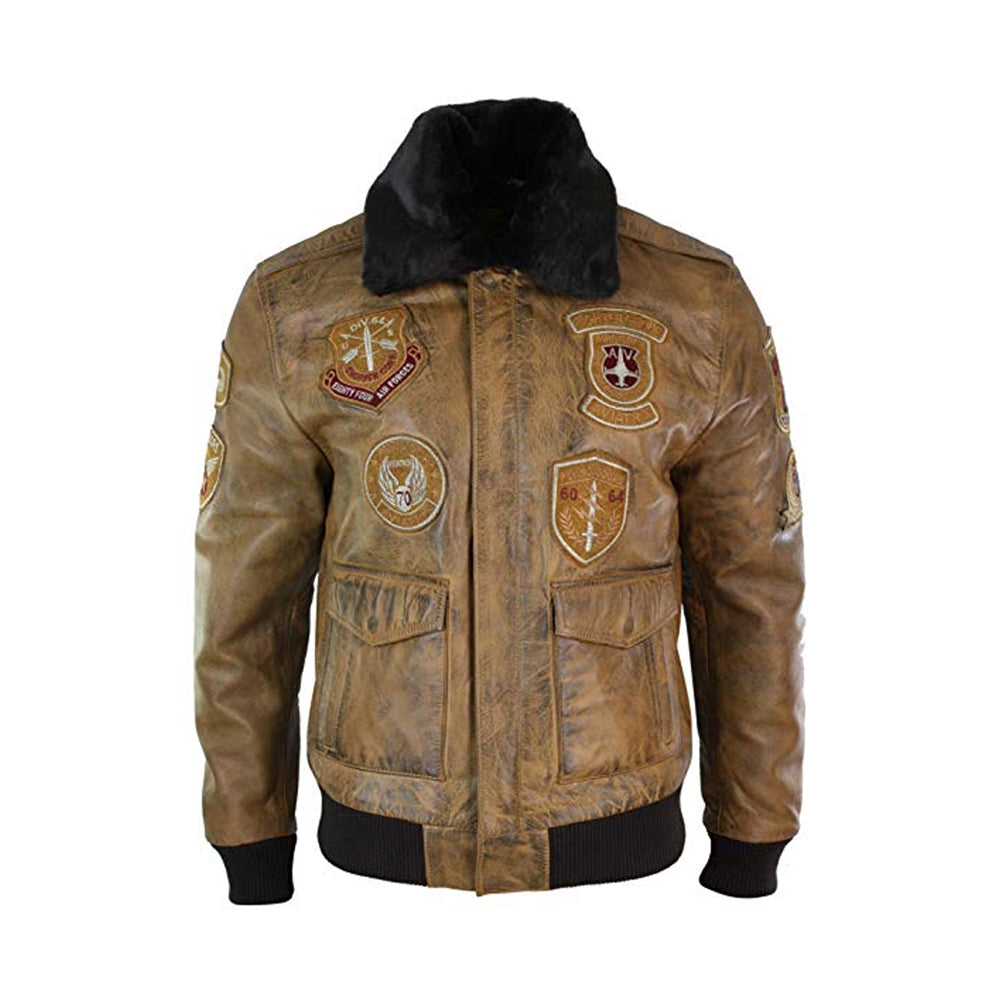Mens Aviator Bomber Jacket The Leather Fit
