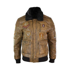 Mens Aviator Bomber Jacket The Leather Fit