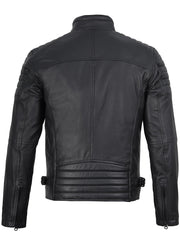 Mens Matte Black Biker Style Real Leather Jacket The Leather Fit