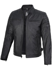 Mens Matte Black Biker Style Real Leather Jacket The Leather Fit