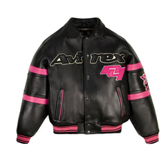PREMIUM LEATHER JACKET BLACK-PINK The Leather Fit