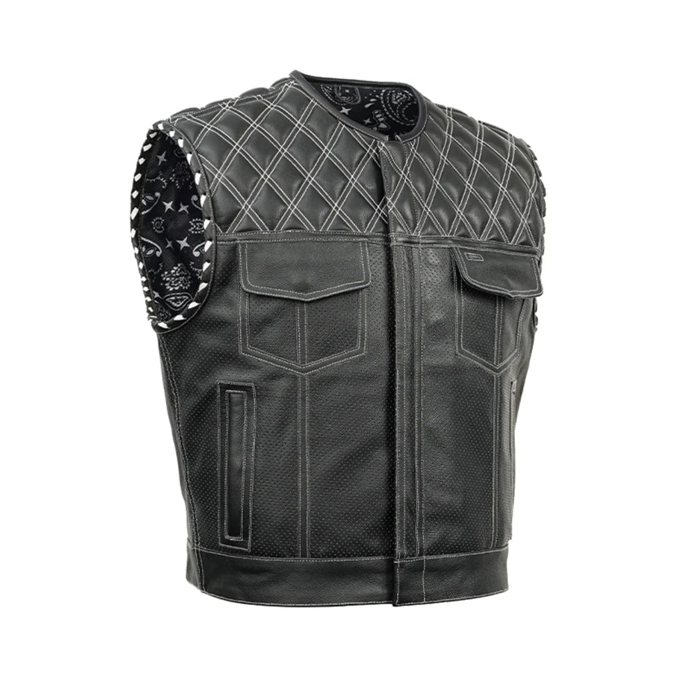 Perforated Lowcut Summer Spark Men's Leather Vest The Leather Fit