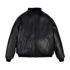 REVERSIBLE BLACK LEATHER TRACK JACKET The Leather Fit