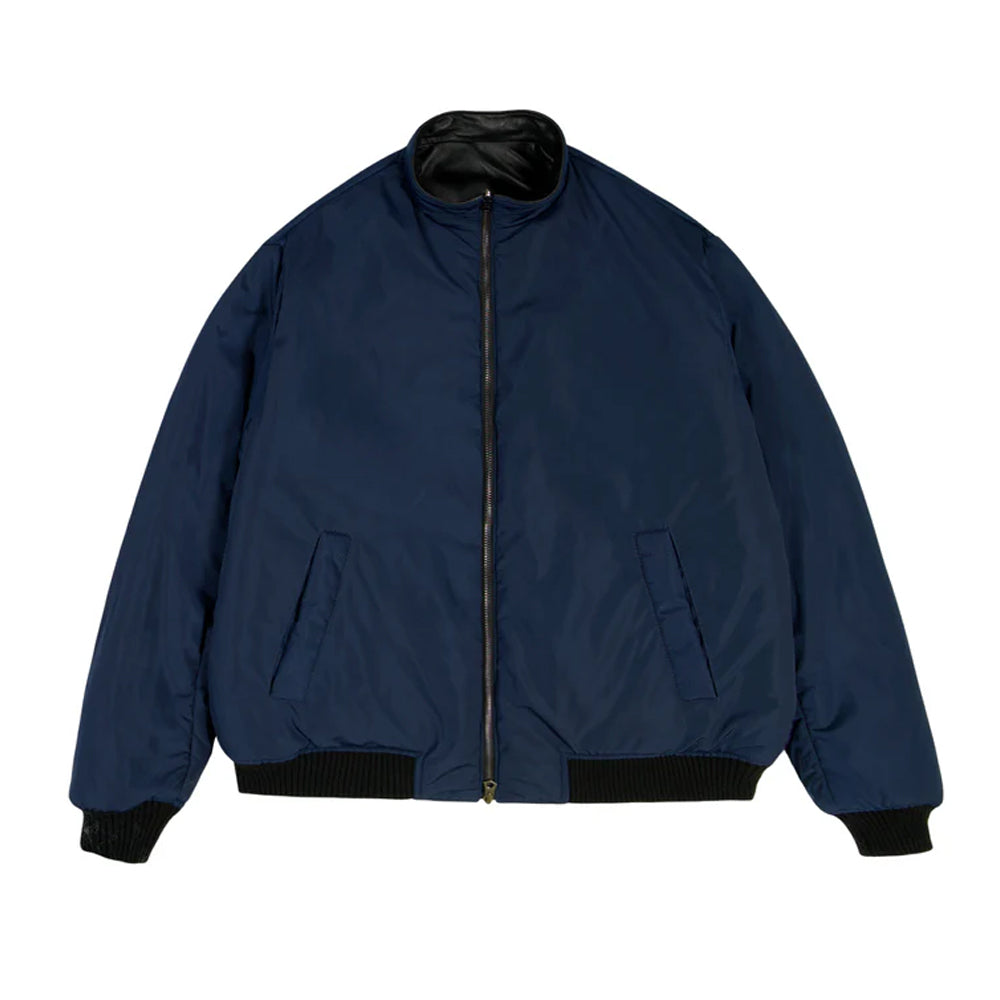 REVERSIBLE BLUE LEATHER TRACK JACKET The Leather Fit