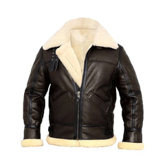 Shearling Brown Leather Aviator Jacket The Leather Fit