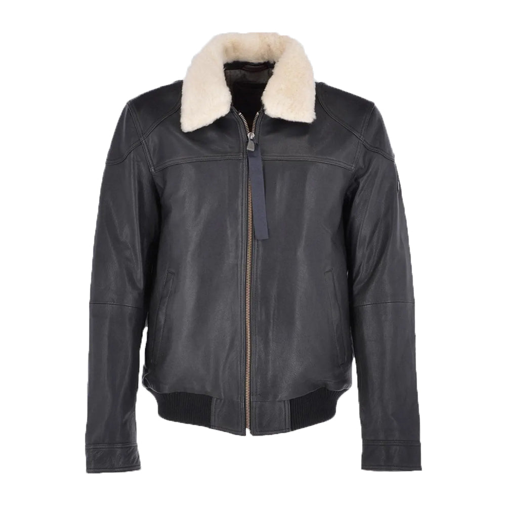 Ted Mens Black Bomber Leather Jacket The Leather Fit