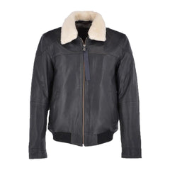 Ted Mens Black Bomber Leather Jacket The Leather Fit